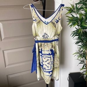 ⭐️100% silk green and blue dress with liner ⭐️